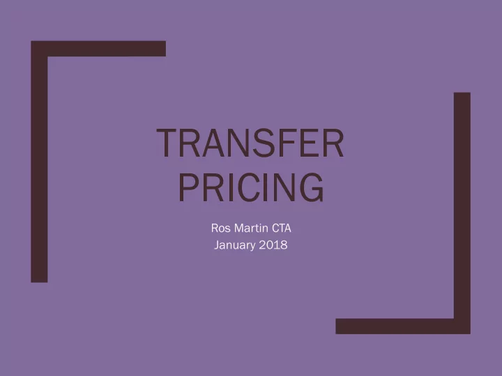 transfer pricing