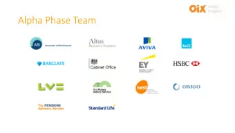 Alpha Phase Team  Pensions Dashboard Model  Dashboard User Interface  Customer journey