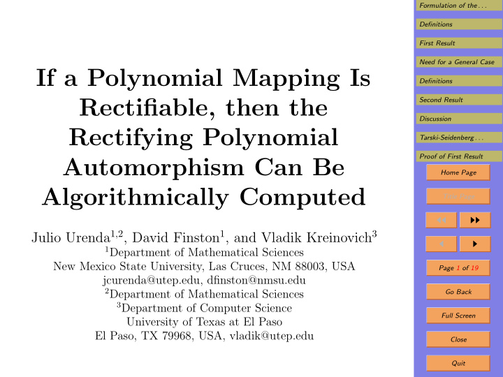 if a polynomial mapping is