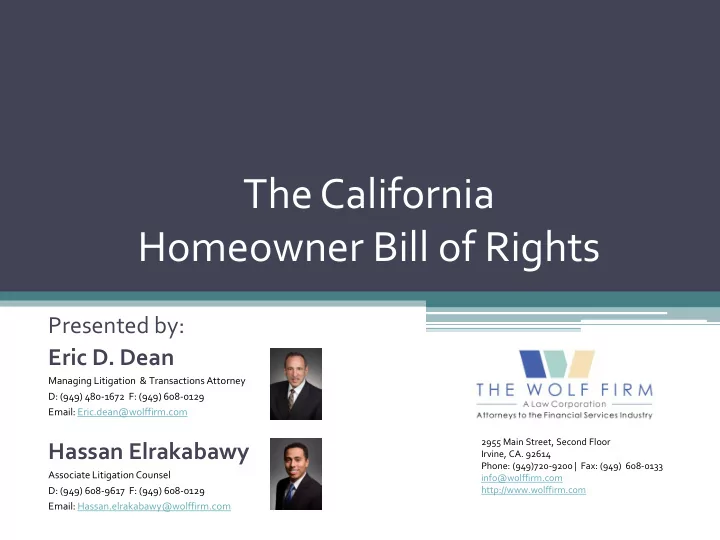 the california homeowner bill of rights