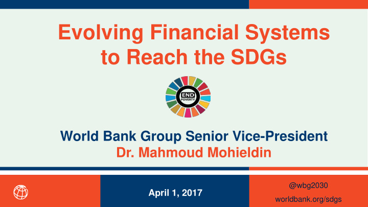 evolving financial systems to reach the sdgs