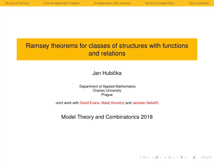 ramsey theorems for classes of structures with functions