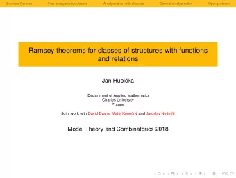 Ramsey theorems for classes of structures with functions  and relations  Jan Hubi  cka