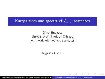 Kurepa trees and spectra of L  1 , sentences  Dima Sinapova  University of Illinois at Chicago