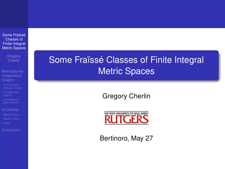 some fra ss e classes of finite integral