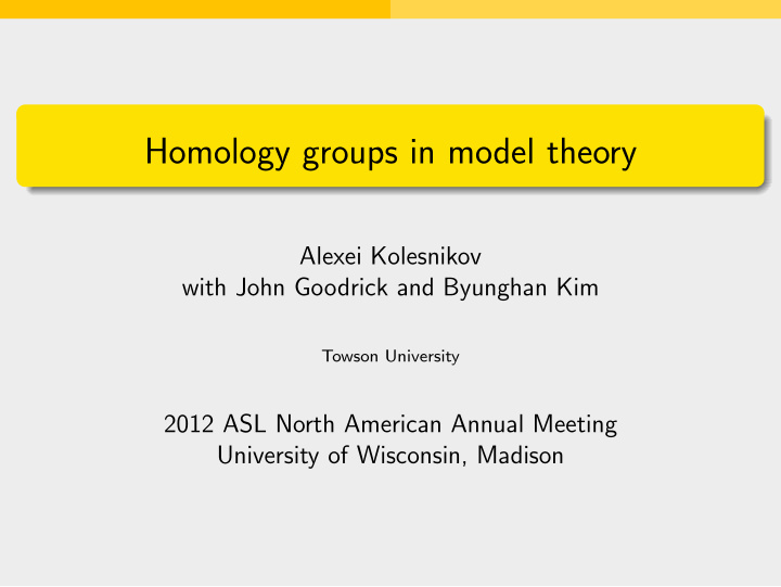homology groups in model theory