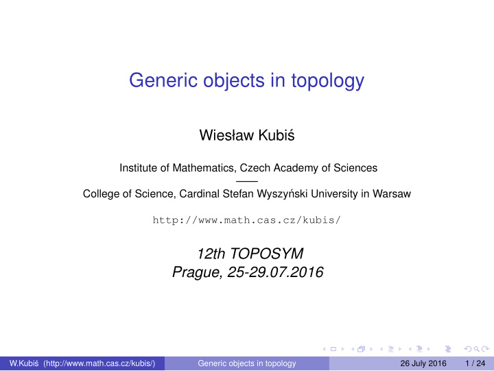 generic objects in topology