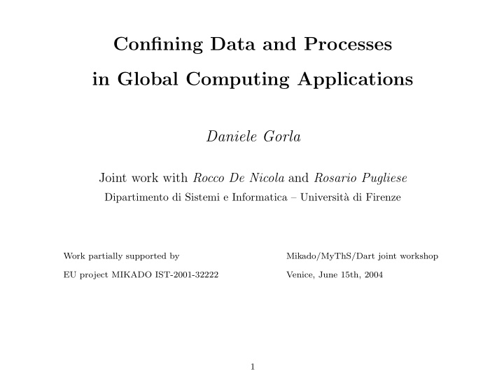 confining data and processes in global computing