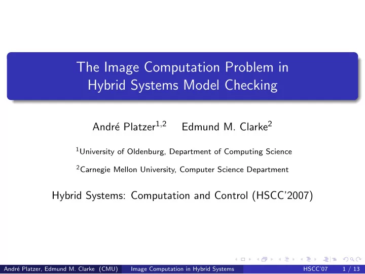 the image computation problem in hybrid systems model