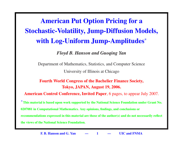 american put option pricing for a stochastic volatility