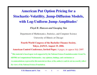 American Put Option Pricing for a  Stochastic-Volatility, Jump-Diffusion Models, with Log-Uniform