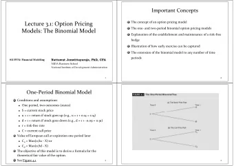 Lecture 3.1: Option Pricing The one  and two  period binomial option pricing models Models: