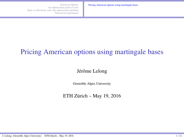 pricing american options using martingale bases