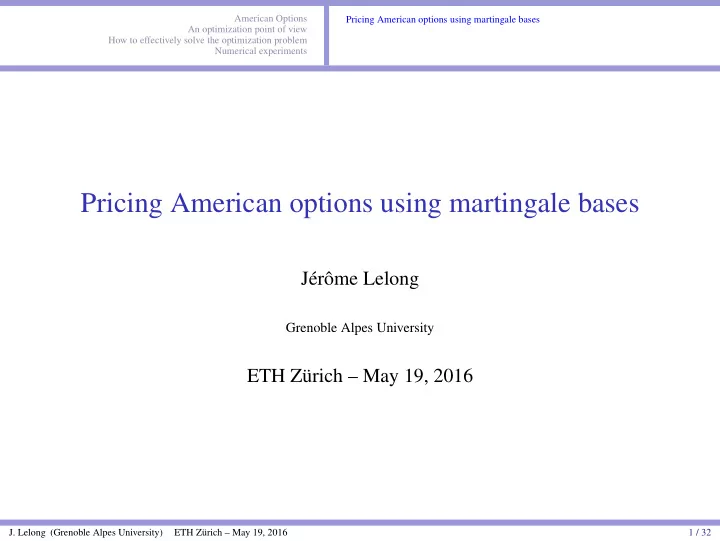 pricing american options using martingale bases