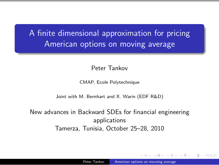 a finite dimensional approximation for pricing american