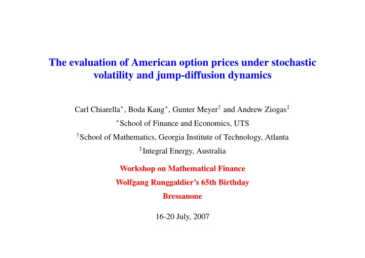 the evaluation of american option prices under stochastic