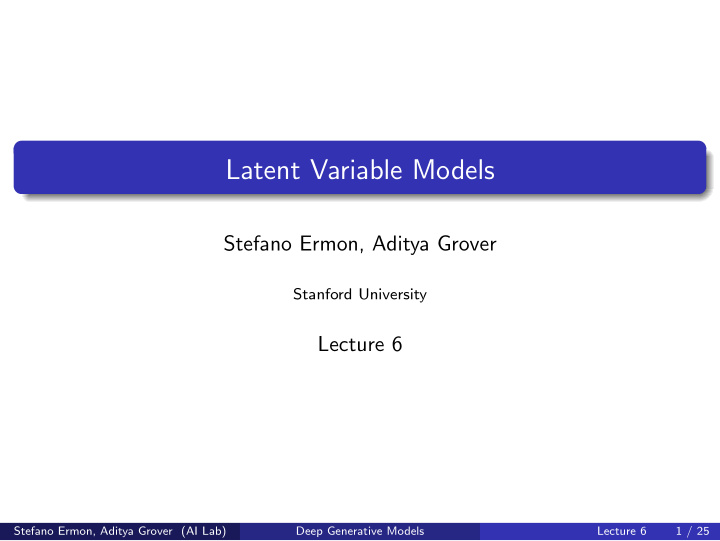 latent variable models