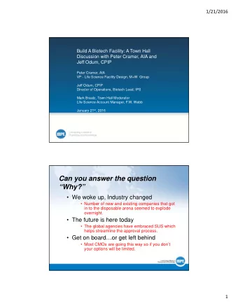 Can you answer the question  Why?   We woke up, Industry changed   Number of new and