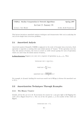 CS294-1  On-line  Computation  &amp;  Net  w  ork  Algorithms  Spring  1997  Lecture  2:  Jan  uary
