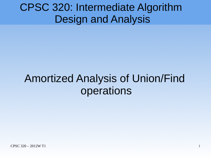 amortized analysis of union find operations