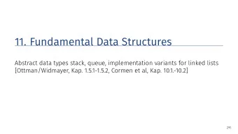 11. Fundamental Data Structures  Abstract data types stack, queue, implementation variants for