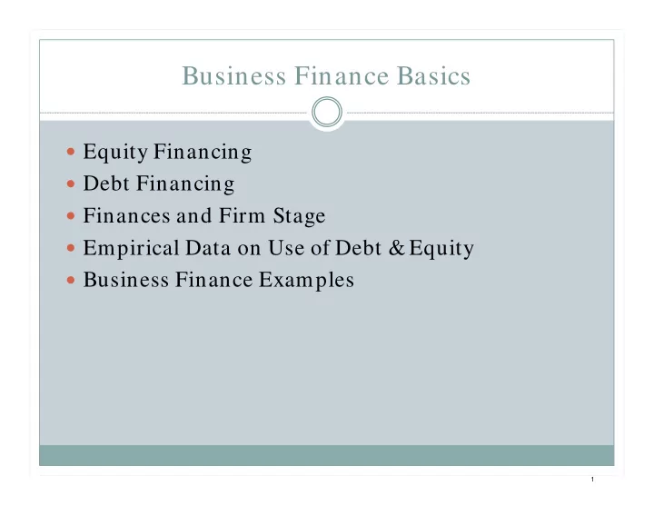 business finance basics