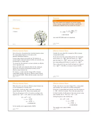 Annuities  MCR3U: Functions  Recap  How much needs to be invested in an account, paying 6 . 5%/a