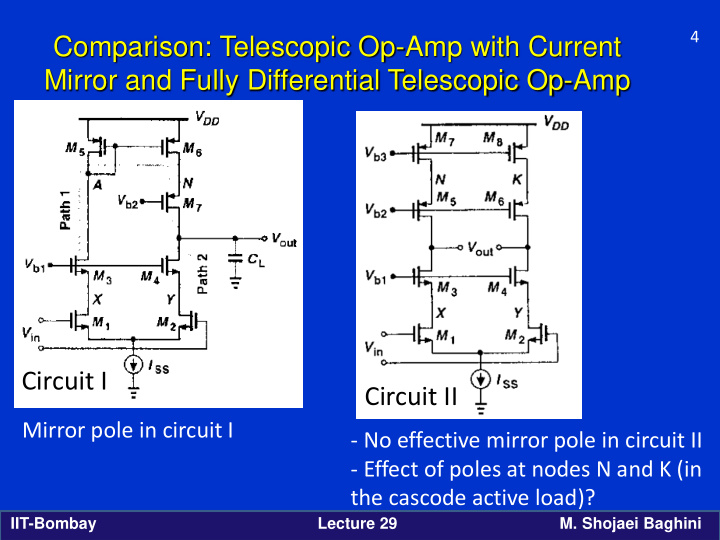 comparison telescopic op amp with current mirror and