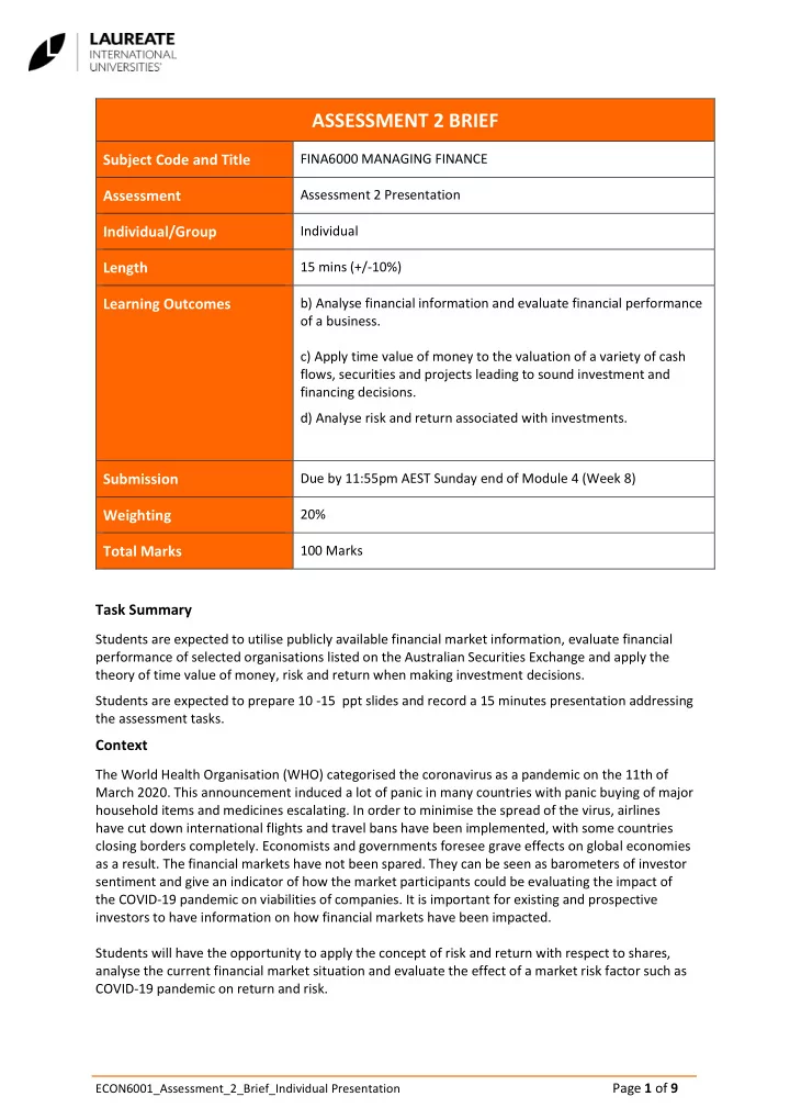 assessment 2 brief
