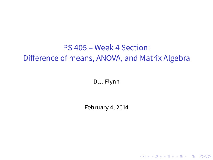 ps 405 week 4 section difference of means anova and