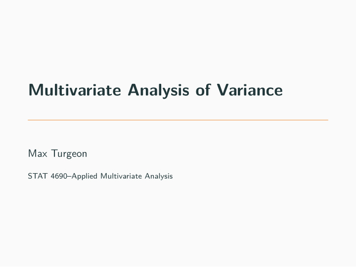 multivariate analysis of variance