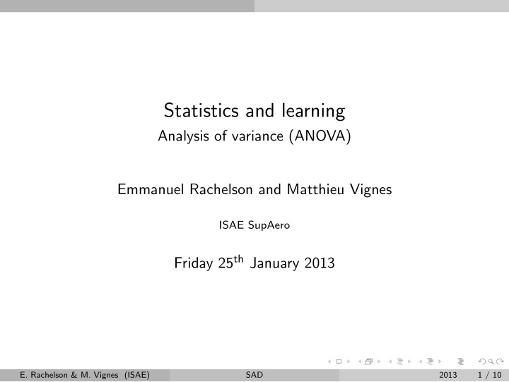 statistics and learning