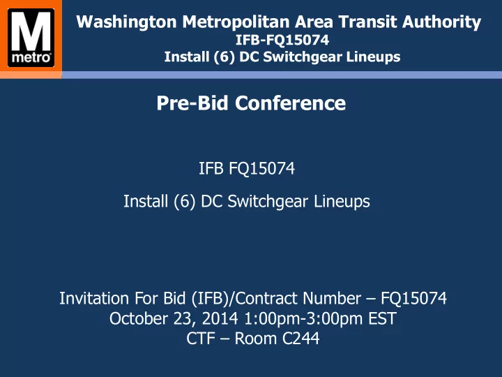 pre bid conference