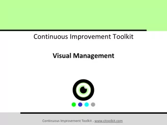 Visual Management Continuous Improvement Toolkit . www.citoolkit.com  The Continuous Improvement
