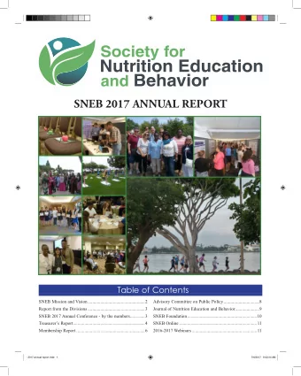 SNEB 2017 ANNUAL REPORT  Table of Contents  SNEB Mission and Vision