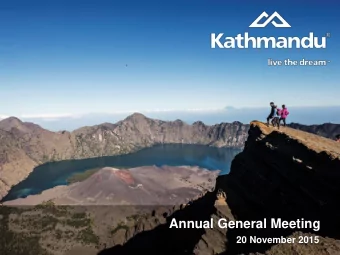 Annual General Meeting  20 November 2015  Agenda: 2015 Annual General Meeting  Chairmans