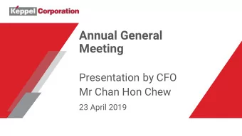 Annual General  Meeting  Presentation by CFO  Mr Chan Hon Chew  23 April 2019  Transforming for