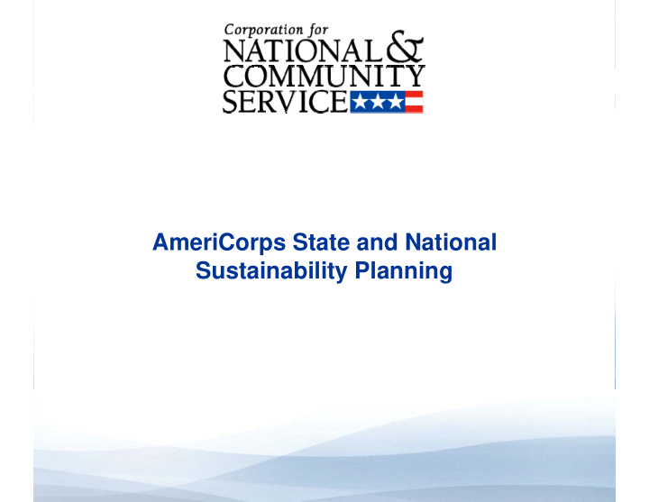 americorps state and national sustainability planning