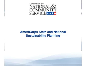AmeriCorps State and National  Sustainability Planning  Sustainability Planning  High Quality