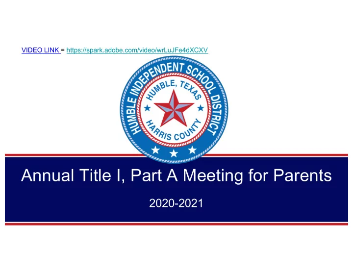 annual title i part a meeting for parents