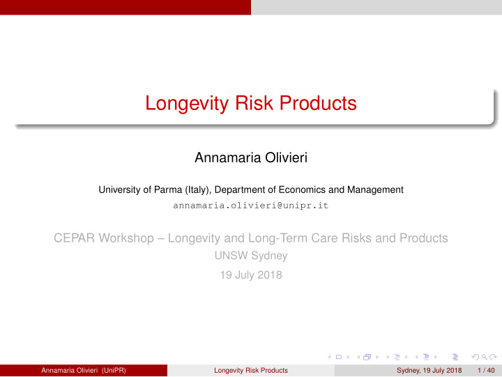 longevity risk products