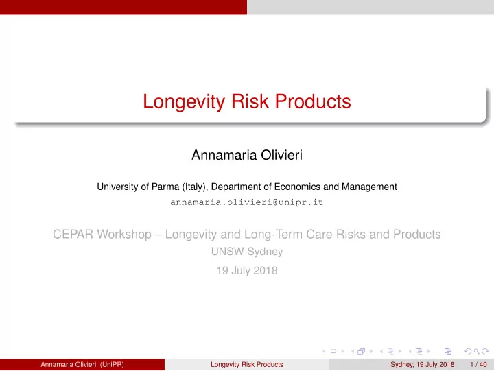 longevity risk products