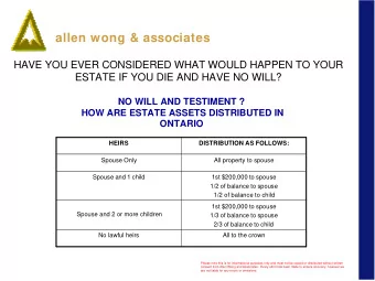 allen wong &amp; associates  HAVE YOU EVER CONSIDERED WHAT WOULD HAPPEN TO YOUR  ESTATE IF YOU DIE