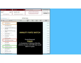 ANNUITY RATE WATCH  Funds Required  TODAY  to Guarantee in Writing a Monthly  Lifetime Income of