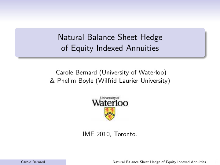 natural balance sheet hedge of equity indexed annuities