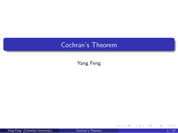 cochran s theorem