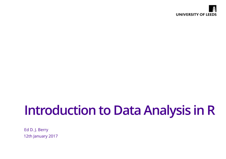 introduction to data analysis in r