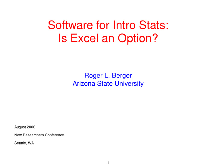 software for intro stats is excel an option