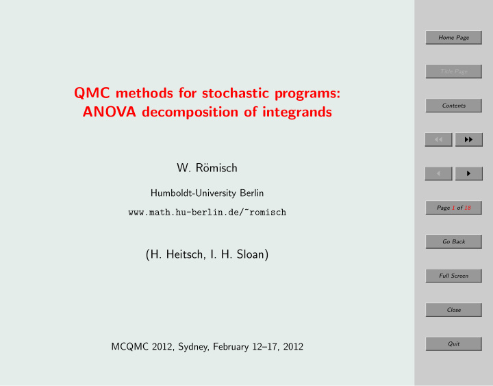 qmc methods for stochastic programs
