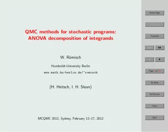 QMC methods for stochastic programs:  Contents  ANOVA decomposition of integrands